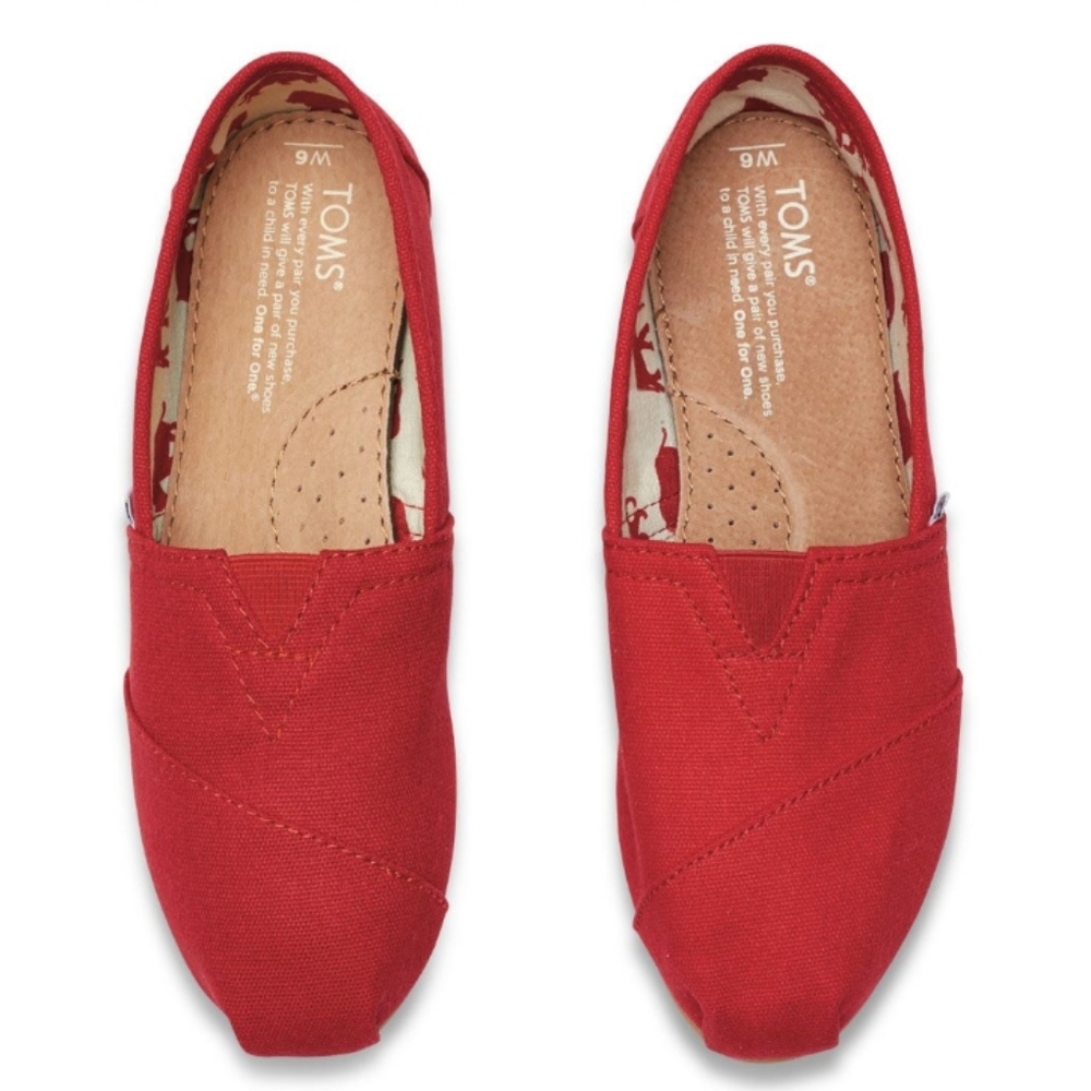 Toms Red Classic Canvas Slip On Shoe